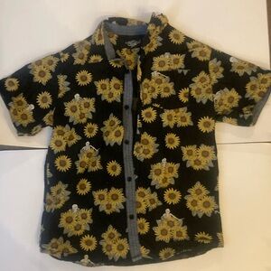 Eighty Eight Boys Shirt.  Size 14/16.  Black with Skeletons and Flowers.